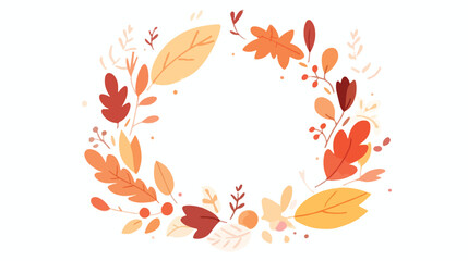 Autumn design. Wreath of colorful leaves. 2d flat c