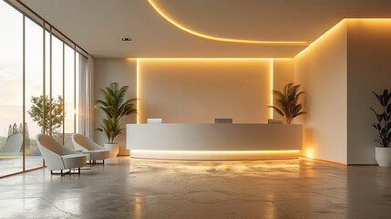Front desk background, white minimalist --ar 16:9 --stylize 750