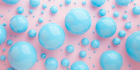Abstract background, with 3D blue spheres, balls on pink background, background for gender party, Tranquility, harmony of inner state, visual pleasure