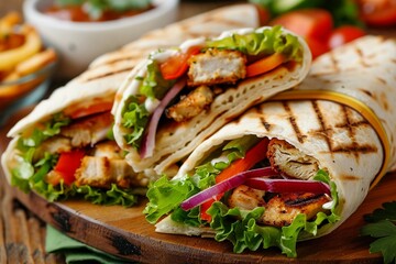 Grilled Chicken Wrap with Fresh Vegetables