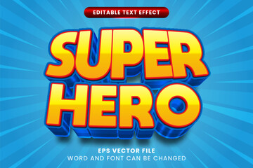 Super hero cartoon comic game 3d editable vector text effect