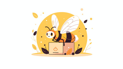 Bee Box Fly Delivery logo vector illustration 2d fl