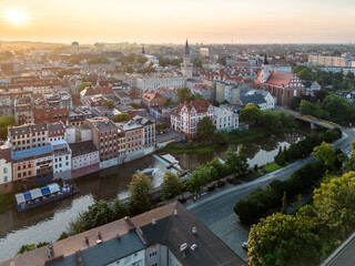 Opole centrum miasta i Stare Miasto w widoku z powietrza - obrazy, fototapety, plakaty