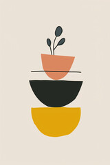 A minimalistic vector log, simple shapes and lines ,modern, artistic, 5 colours