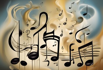 Embrace the symphony of your imagination in this artwork, where music notes dance freely in a...