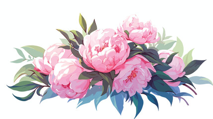 Bouquet of peonies. All elements are separate. EPS1