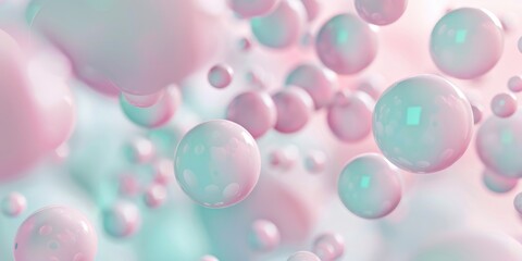 Abstract background, with 3D blue, turquoise and pink spheres, balls on pink background, background for gender party, Tranquility, harmony of inner state, visual pleasure - obrazy, fototapety, plakaty