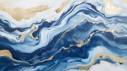 Modern stylish texture blue white gold waves background, marble texture