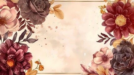 Vintage floral background with dahlias and chrysanthemums, Generative AI illustrations.