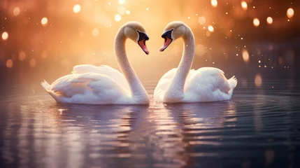  swans swimming on background © Tidarat