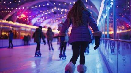 Experience the Thrills of Winter at Our Indoor Ice Skating Rink Arena: A Chilled Wonderland for Skating Enthusiasts of All Ages
 - obrazy, fototapety, plakaty