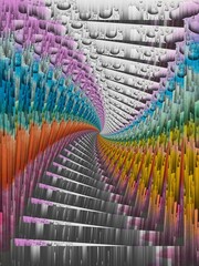 rainbow coloured corkscrew grid 3D design