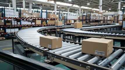 High Tech Logistics Center Performance Automated Conveyor Belt Parcel for Global Shipping Generative ai