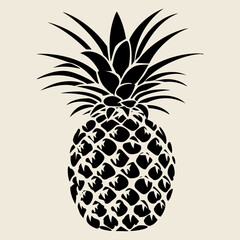 Silhouette of a pineapple on beige background