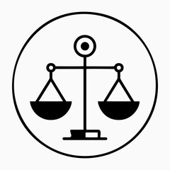 Scales of justice icon in a circle - obrazy, fototapety, plakaty