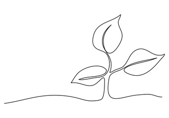 Sprout, one line drawing vector illustration.