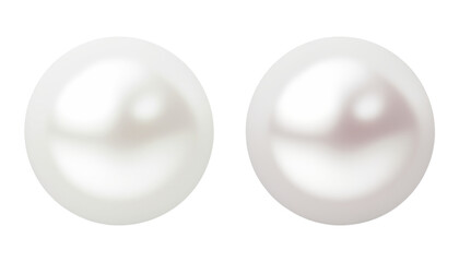 two white pearl isolated on transparent background cutout