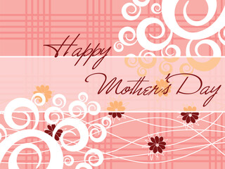 Happy Mother's Day Greeting Card On Floral Abstract Pattern Backgrouund.