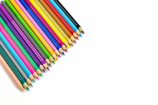 Colored pencils for drawing various colors for children.