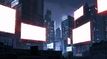 Neon Lit Billboards in Cyber City