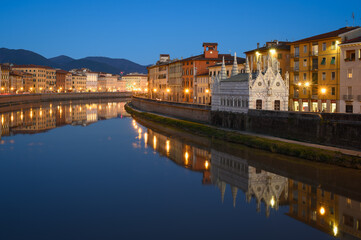 Cityscape of Pisa  with the river Arno and the Church Santa Maria della Spina - Italy - 777322799