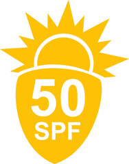SPF 50 icon. Sun protection for skin. UVA UVB sunscreen protection. SPF icon for or skin cosmetics packaging.