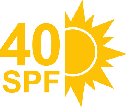 SPF 40 icon. Sun protection for skin. UVA UVB sunscreen protection. SPF icon for or skin cosmetics packaging.