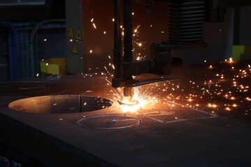 Sparks from Oxy-Fuel Plasma Cutting