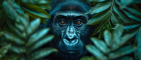 Foto op Plexiglas Gorilla posing in the Costa Rican rainforest. Concept Wildlife Photography, Rainforest Exploration, Animal Behavior, Costa Rican Adventure © Anastasiia