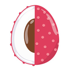 Easter decorated eggs with lychees for holiday poster, textile or packaging	