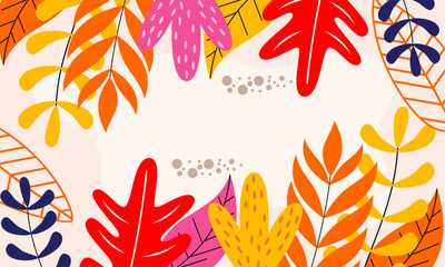 Flat abstract floral leaves background