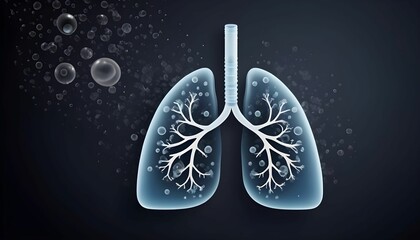 World Asthma Day. Asthma awareness poster with lungs filled with air bubbles on a dark background. Bronchial asthma symbol created with generative ai - obrazy, fototapety, plakaty