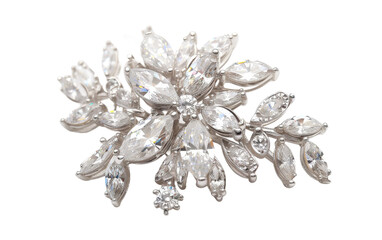 Marquise Diamond Brooch On Transparent Background.