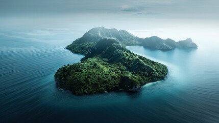 Aerial photo of a tropical island, arcipelago drone shot, nature in the middle of the ocean