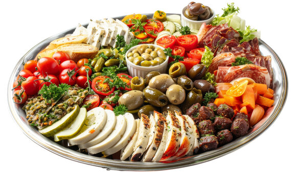 the Flavors of a Turkish Meze Platter On Transparent Background.
