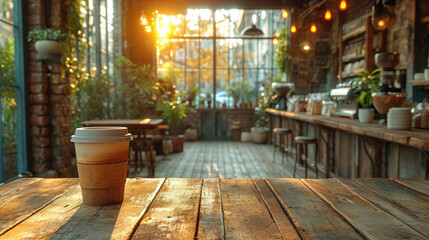 Experience the perfection of latte coffee on wood with ultra-sharp details and modern cinematic vibes. AI generative.