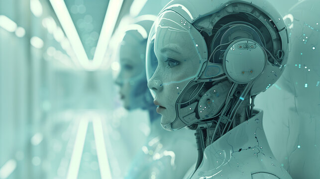 future AI robot woman wallpaper