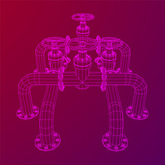 Architecture building. Modern house plan. Wireframe low poly mesh vector illustration.