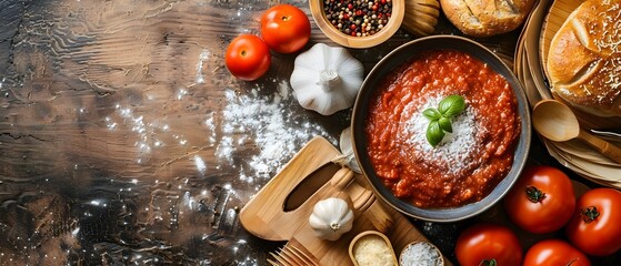 Homemade Family Meal with Cherished Recipes and Ingredients for a Comforting Culinary Gathering - obrazy, fototapety, plakaty