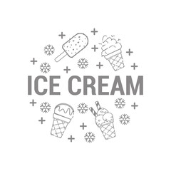Vector logo theme ice cream collection outline design.