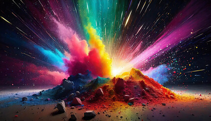 colorful explosion on dark background