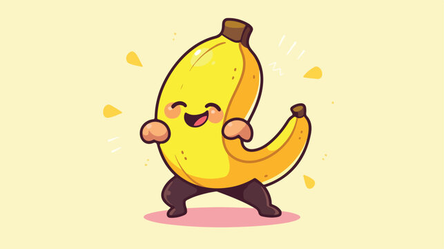 Cute banana cartoon mascot character cool expressio