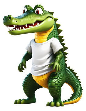 Crocodile in a T-shirt in cartoon 3D style on a white background
