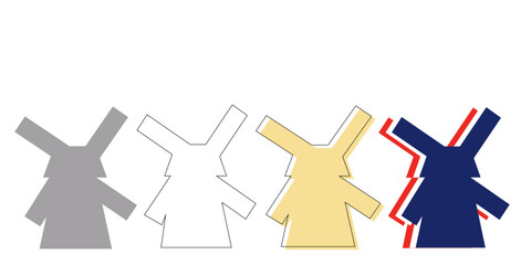 Holland windmill vector illustration The Netherlands Travel Landmark line art and silhouette of the windmill