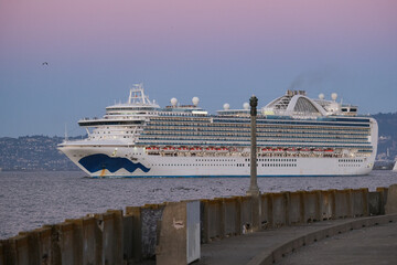 Princess cruiseship cruise ship liner Ruby or Sapphire departure from San Francisco terminal,...