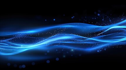 Electric blue wave on dark background resembling liquid sky