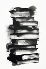 Pile de livres en noir et blanc