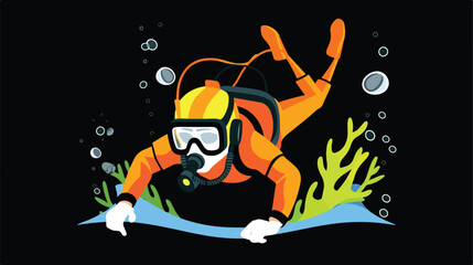 Diving logo illustration vector 2d flat cartoon vac