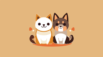 Dog and Cat Logo Vector 2d flat cartoon vactor illu