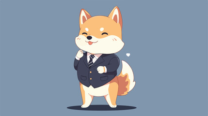 Dog character in suit vector illustration 2d flat c